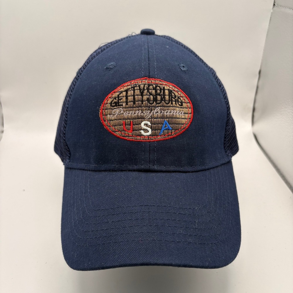 KC Gettysburg Pennsylvania USA Navy Blue Mesh Back Trucker Hat Adjustable Cap‎